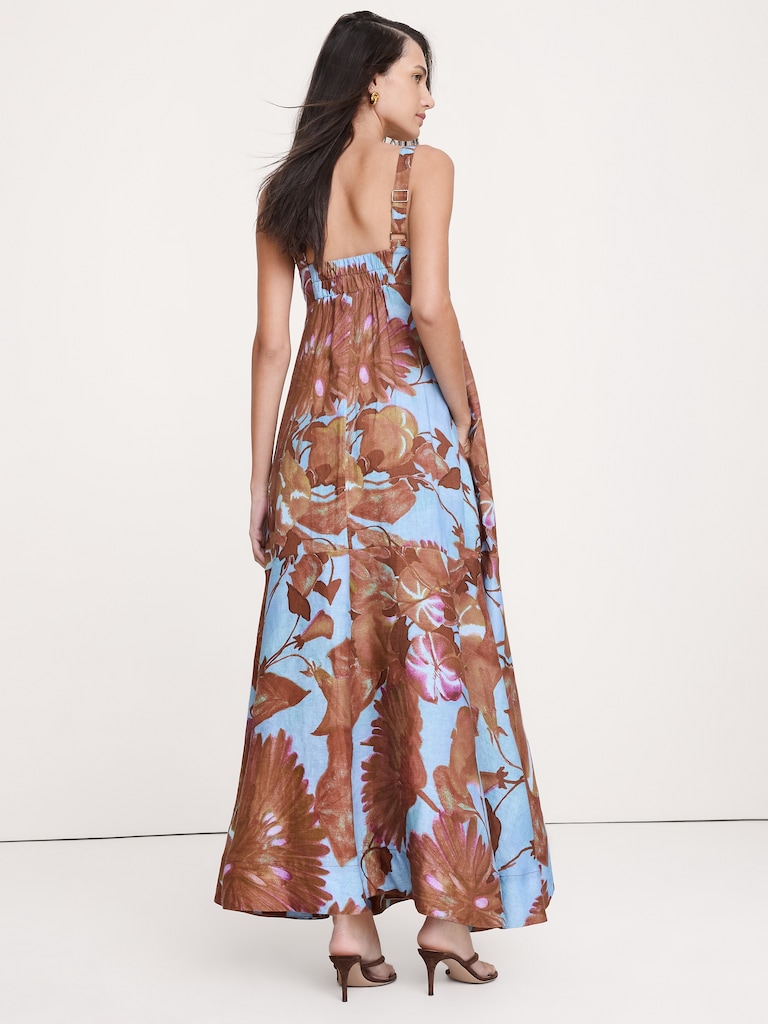 Linen Empire-Waist Maxi Dress