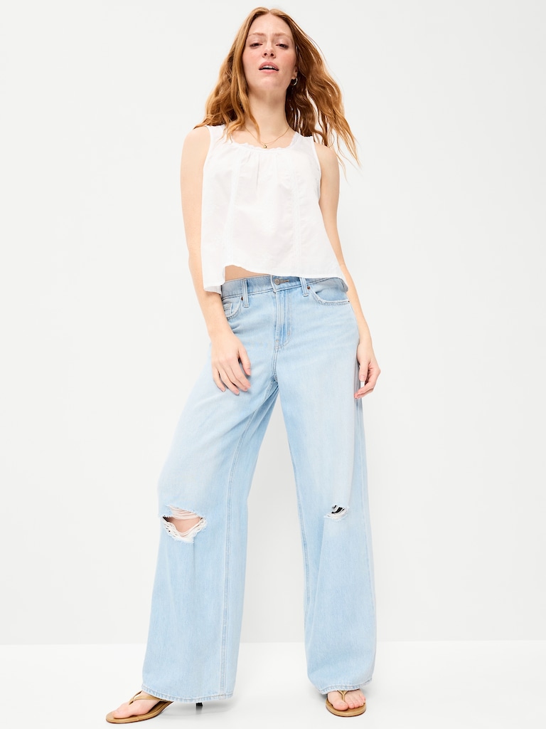 Camisole brodée à bordure à volants