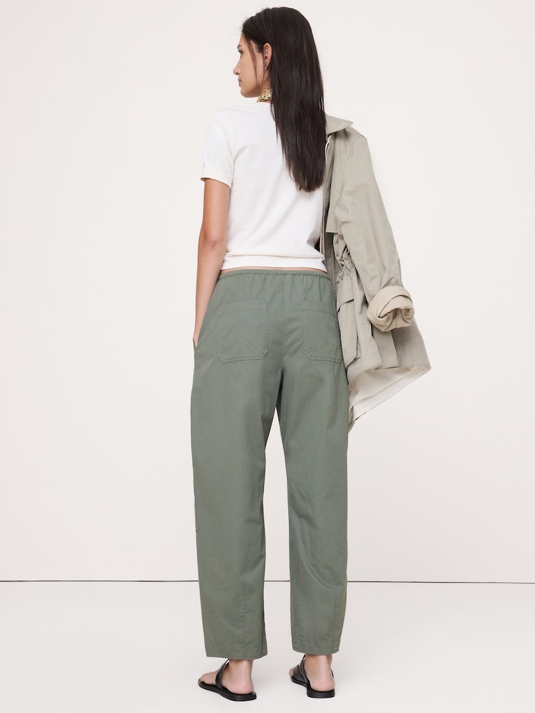 Cotton Poplin Barrel Pull-On Pant