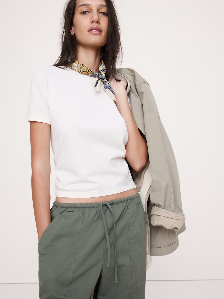 Cotton Poplin Barrel Pull-On Pant