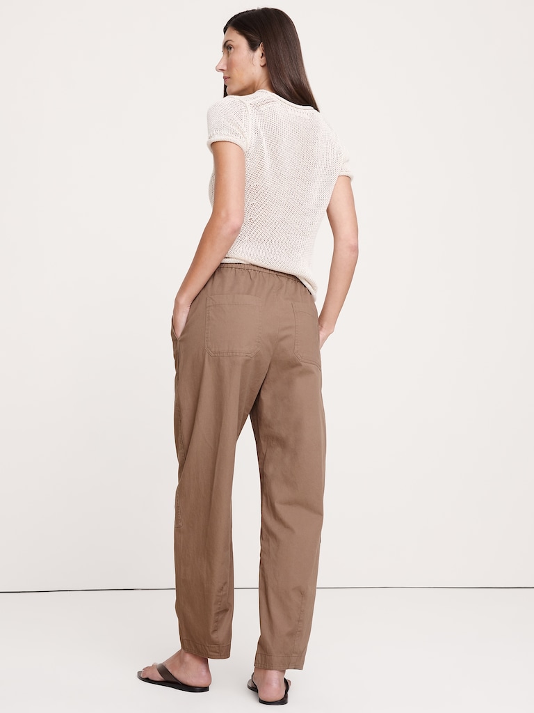 Cotton Poplin Barrel Pull-On Pant