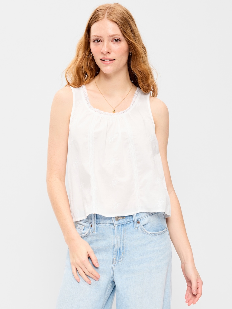 Camisole brodée à bordure à volants