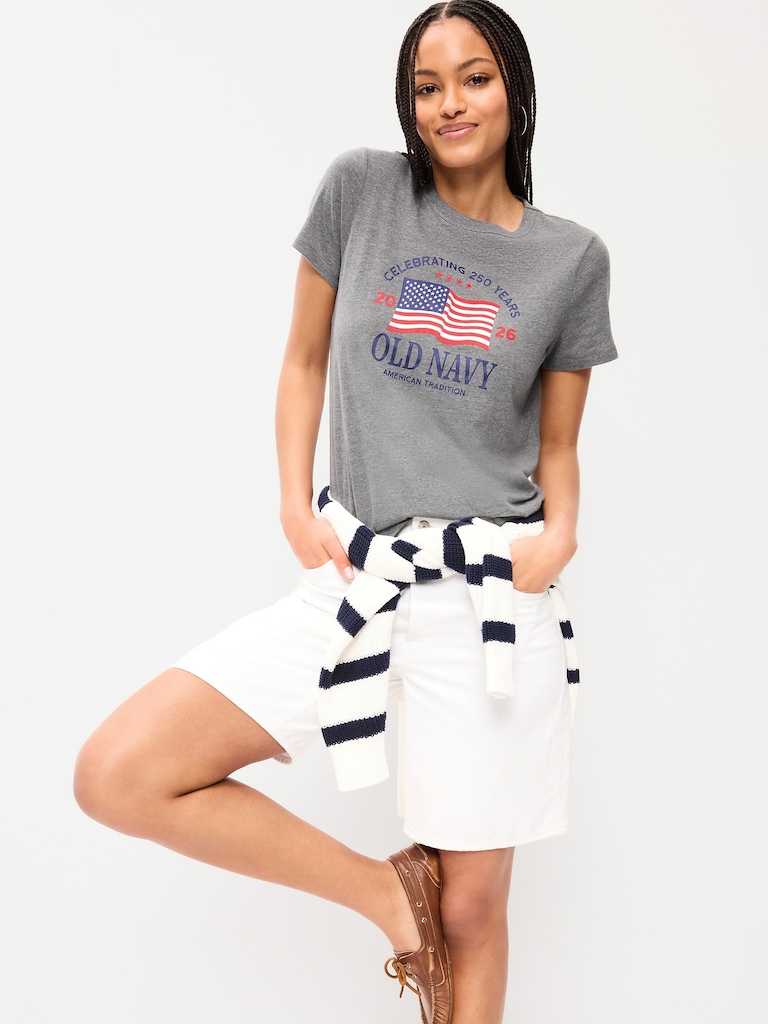 Crew-Neck Flag Graphic T-Shirt
