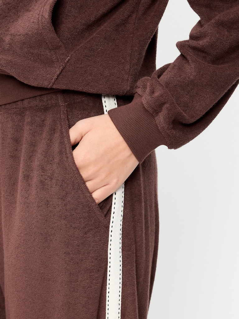 Mid-Rise Terry Cloth Harem Pants