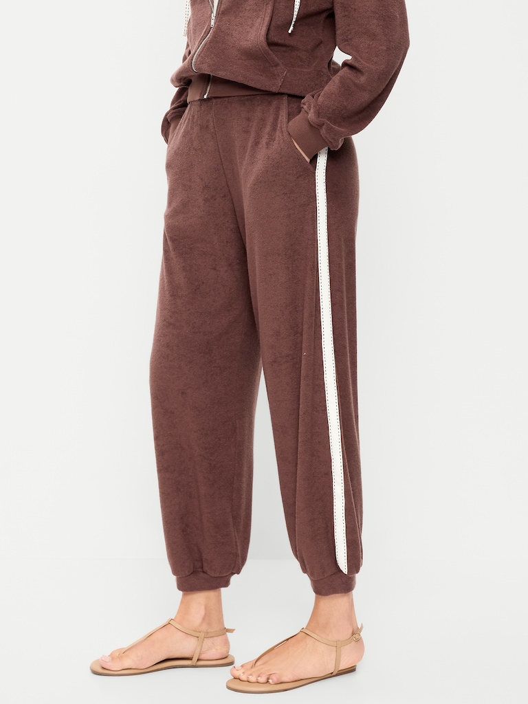 Mid-Rise Terry Cloth Harem Pants