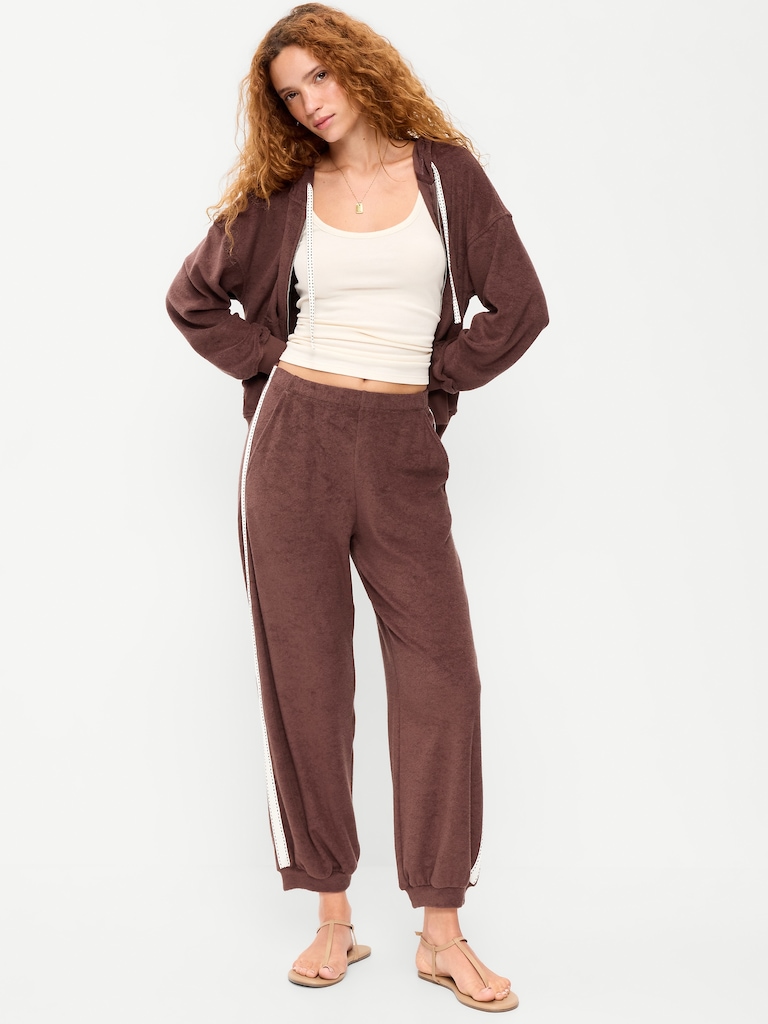 Mid-Rise Terry Cloth Harem Pants