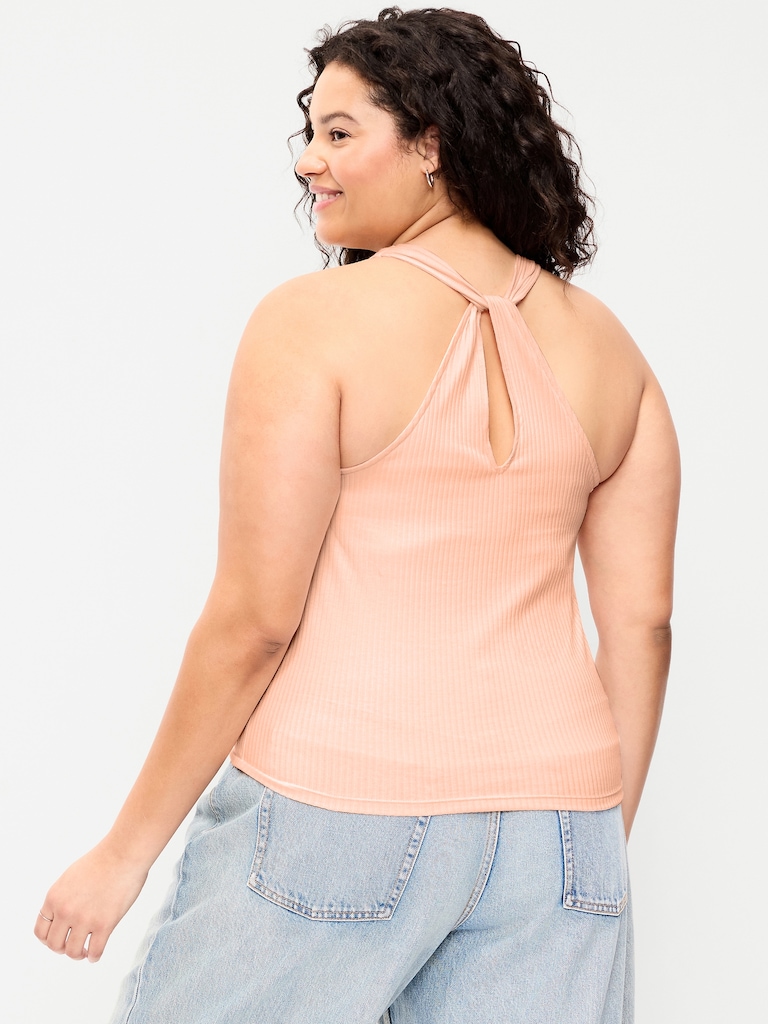 Ribbed Loop-Back Halter Top