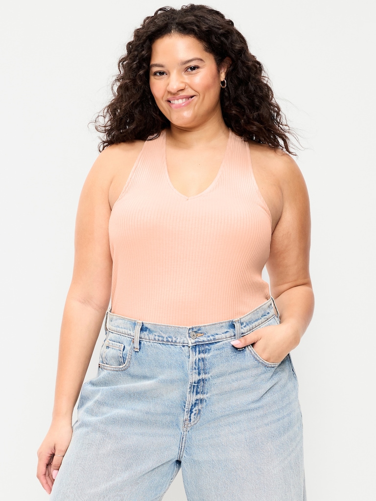 Ribbed Loop-Back Halter Top