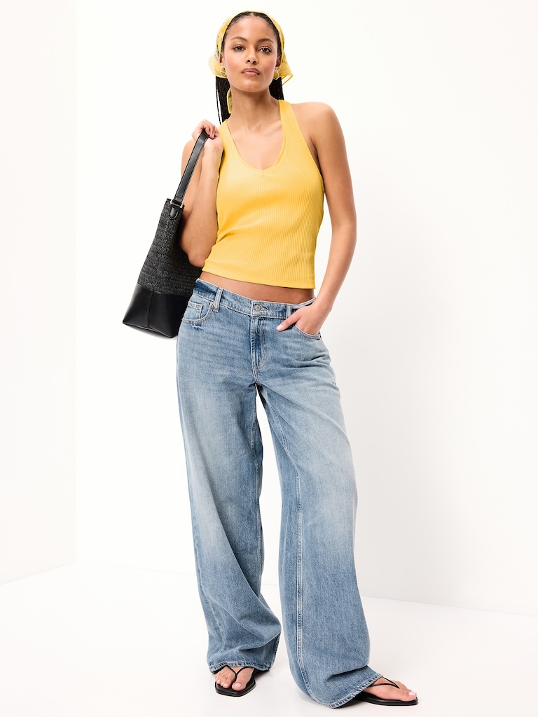 Ribbed Loop-Back Halter Top