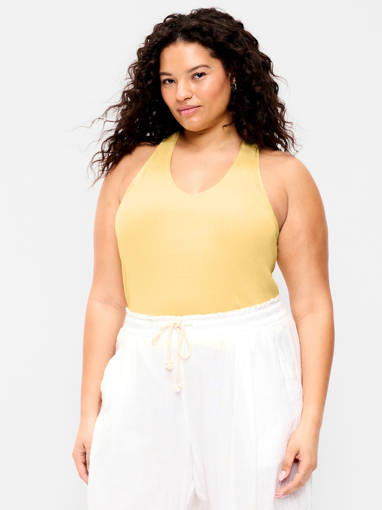 Ribbed Loop-Back Halter Top