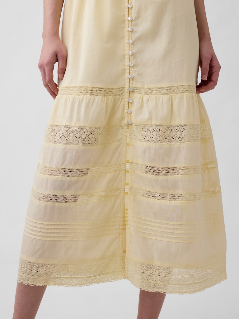 Lace Ruffle Voile Maxi Dress