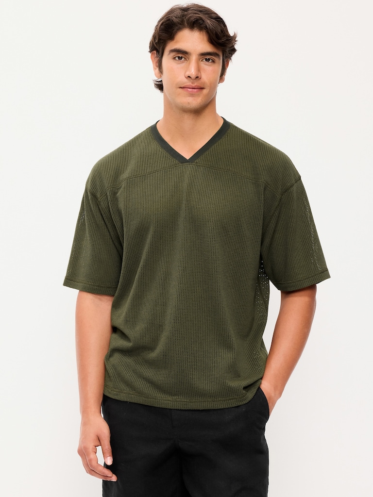 Football-Style Knit T-Shirt