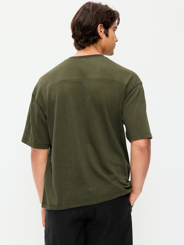 Football-Style Knit T-Shirt