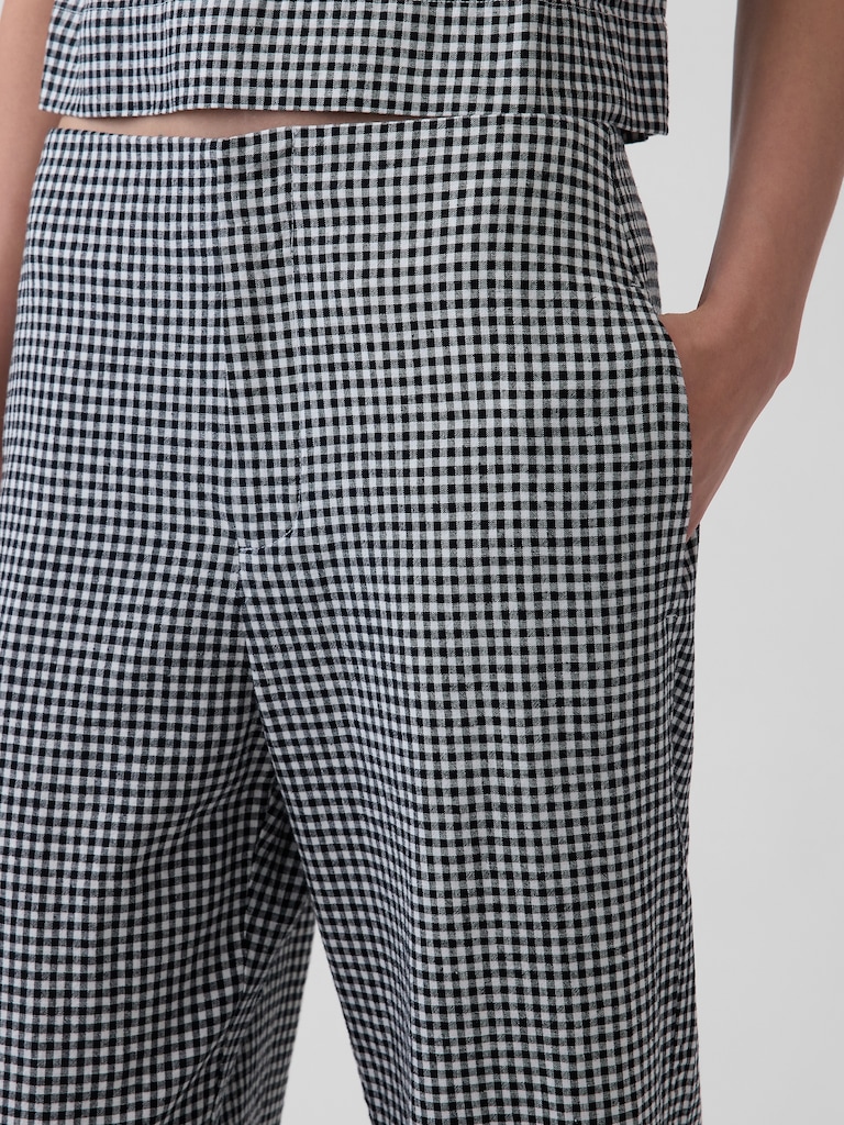 Linen-Blend Relaxed Straight Ankle Pants