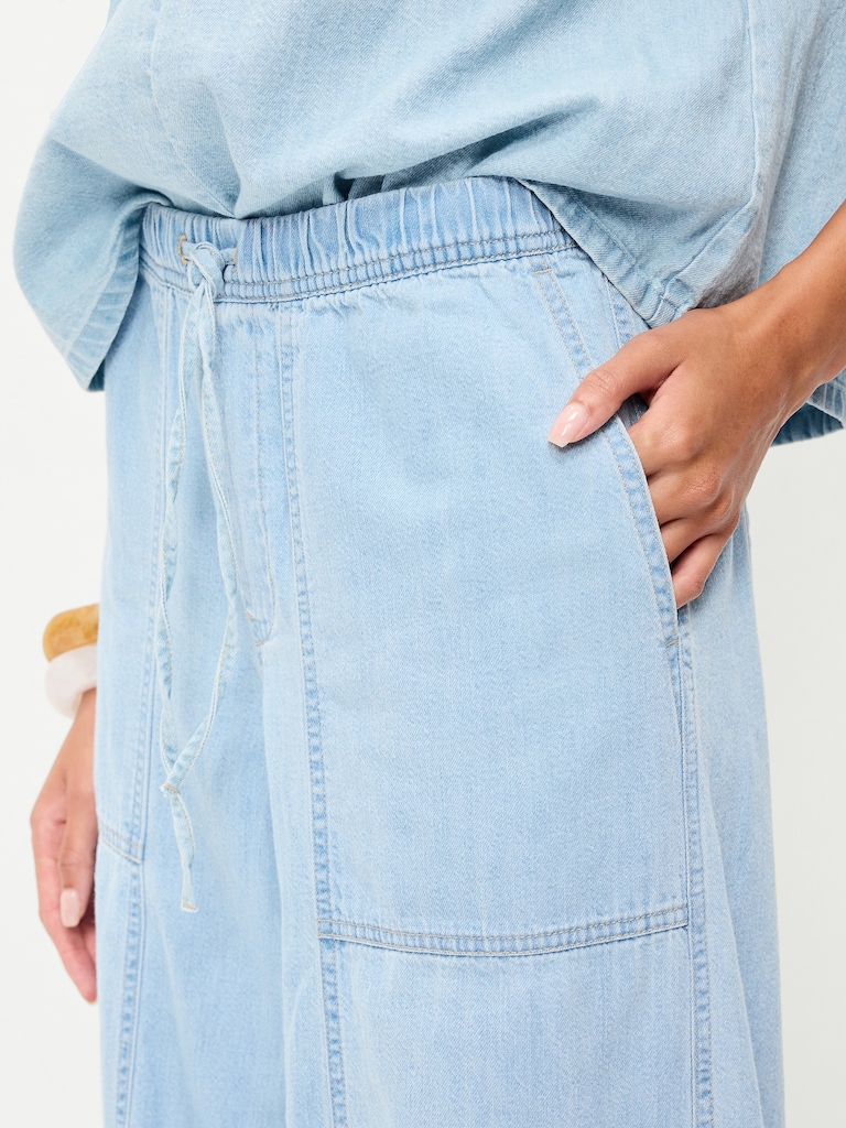 Mid-Rise Pull-On Utility Harem Jeans