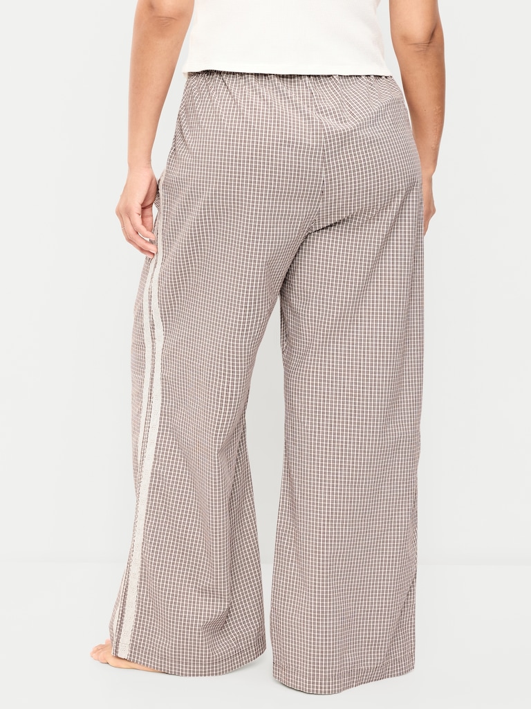 Poplin Wide-Leg Pajama Pants