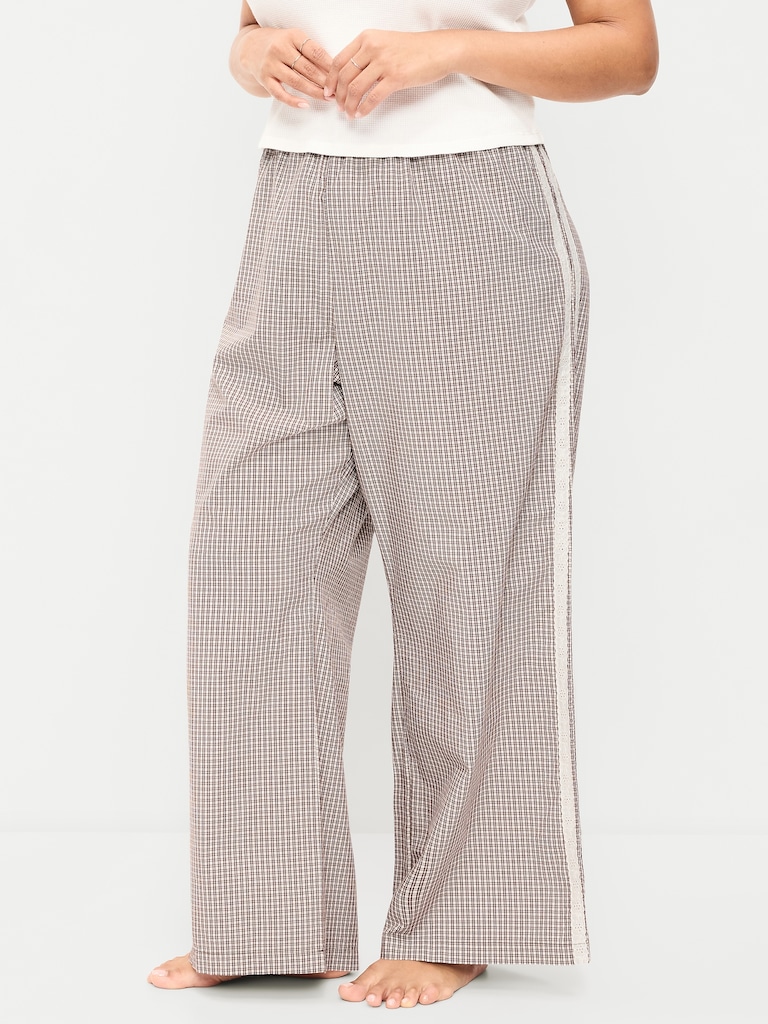 Poplin Wide-Leg Pajama Pants