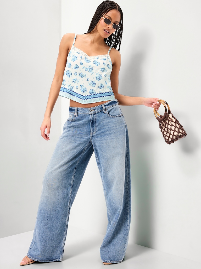 Lace-Trim Scarf Tank Top