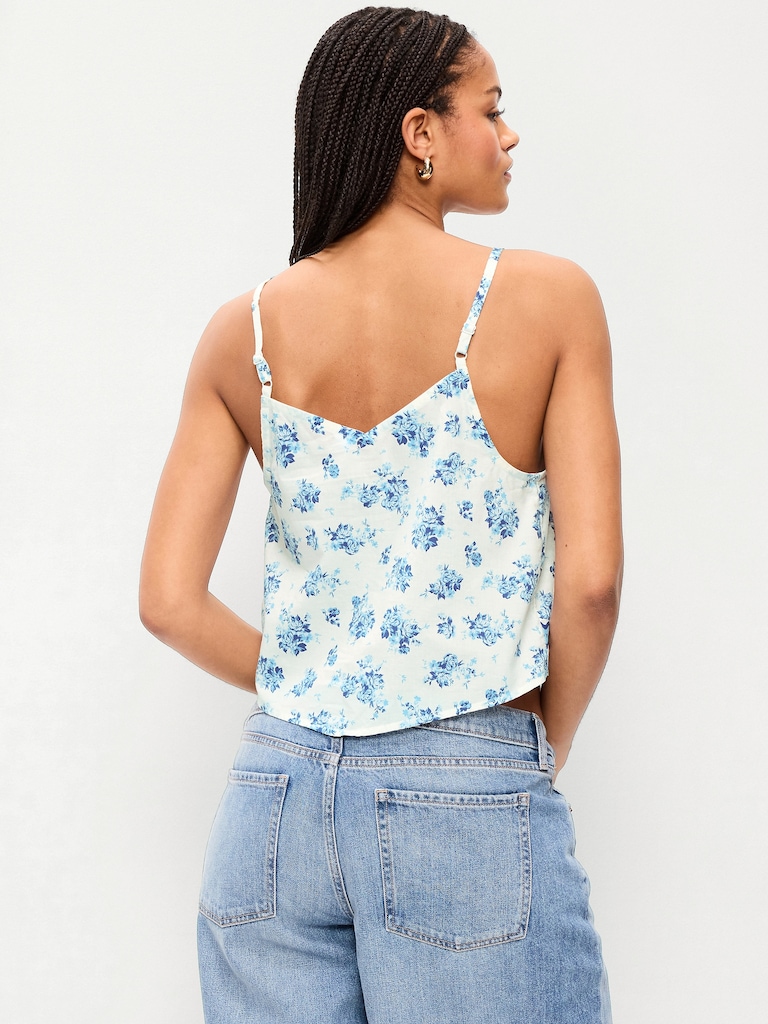 Lace-Trim Scarf Tank Top