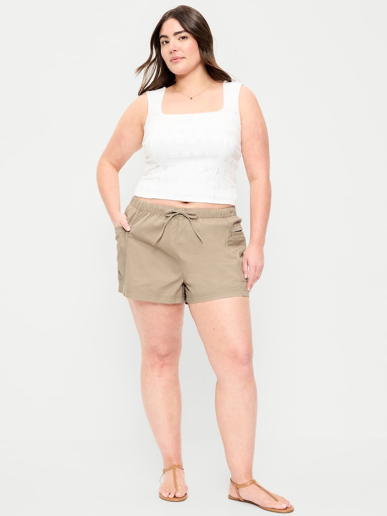 High-Waisted Pull-On Utility Shorts