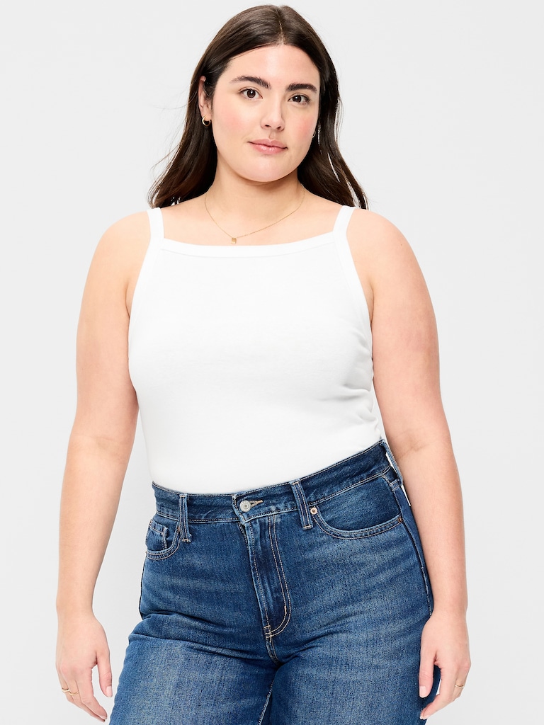 Fitted Sleeveless Apron Tank Top