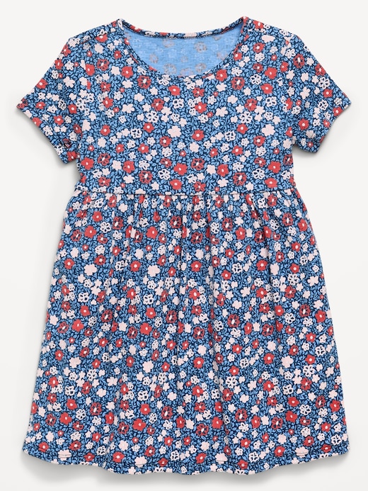 Printed Printed Short-Sleeve Ribbed Dress for Toddler Girls under $10 clearance