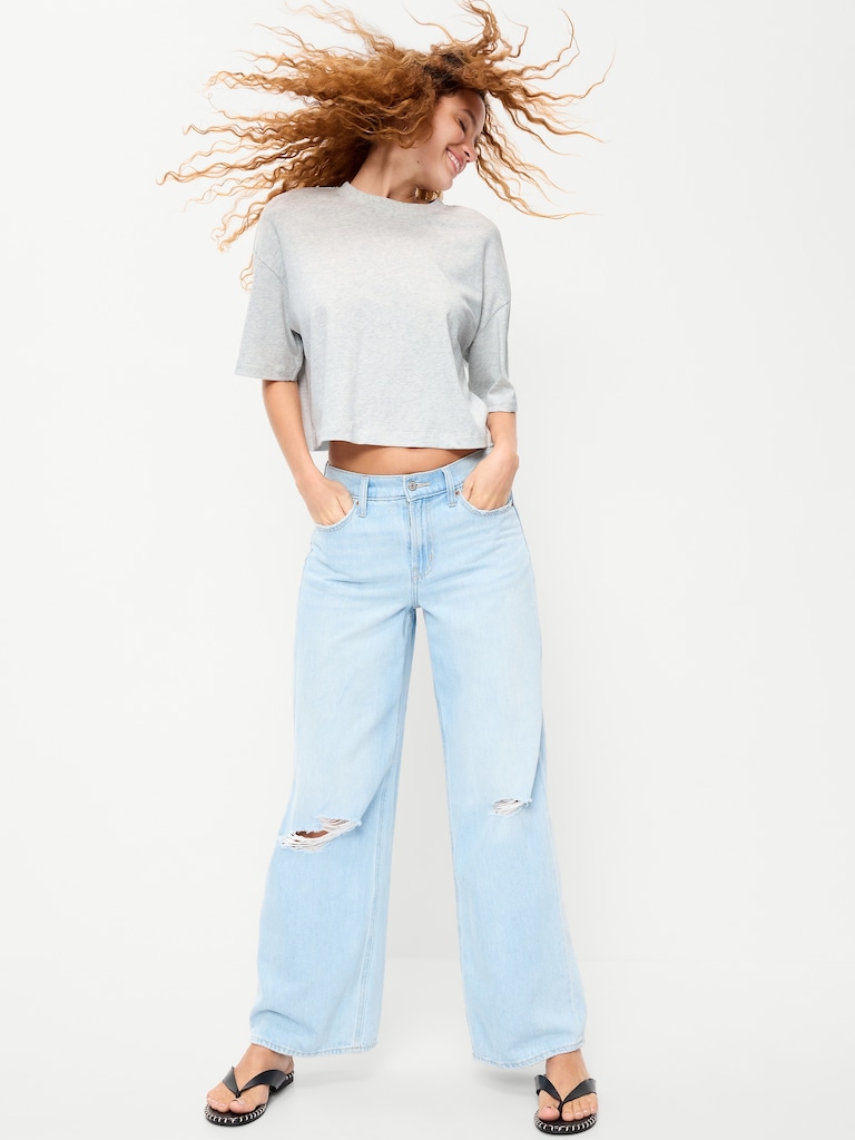 T-shirt court ras du cou rétro