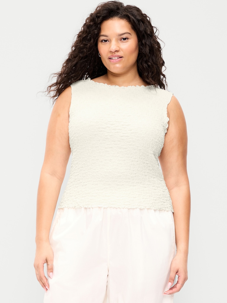 Sleeveless Smocked Tank Top