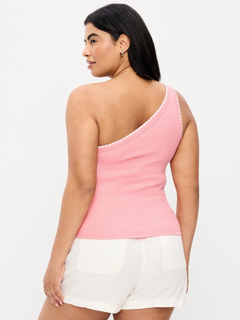 Ribbed One-Shoulder Tank Top