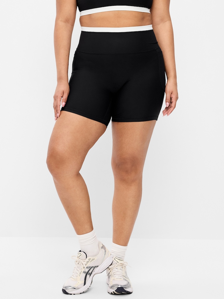 Extra-High Waisted PowerSoft Boundless Pocket Biker Shorts-- 6-inch inseam - No Front Seam
