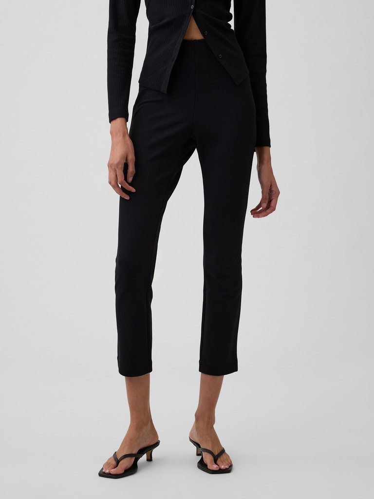 High Rise Crop Pull-On Ponte Pants