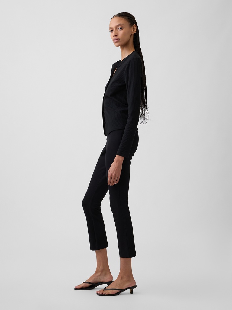 High Rise Crop Pull-On Ponte Pants