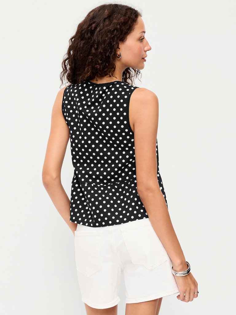 Tie-Front Peplum Tank Top