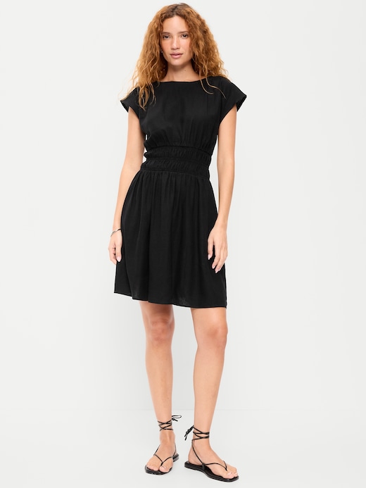Smocked Smocked-Bodice Fit & Flare Mini Dress on clearance at Old Navy — 67% off