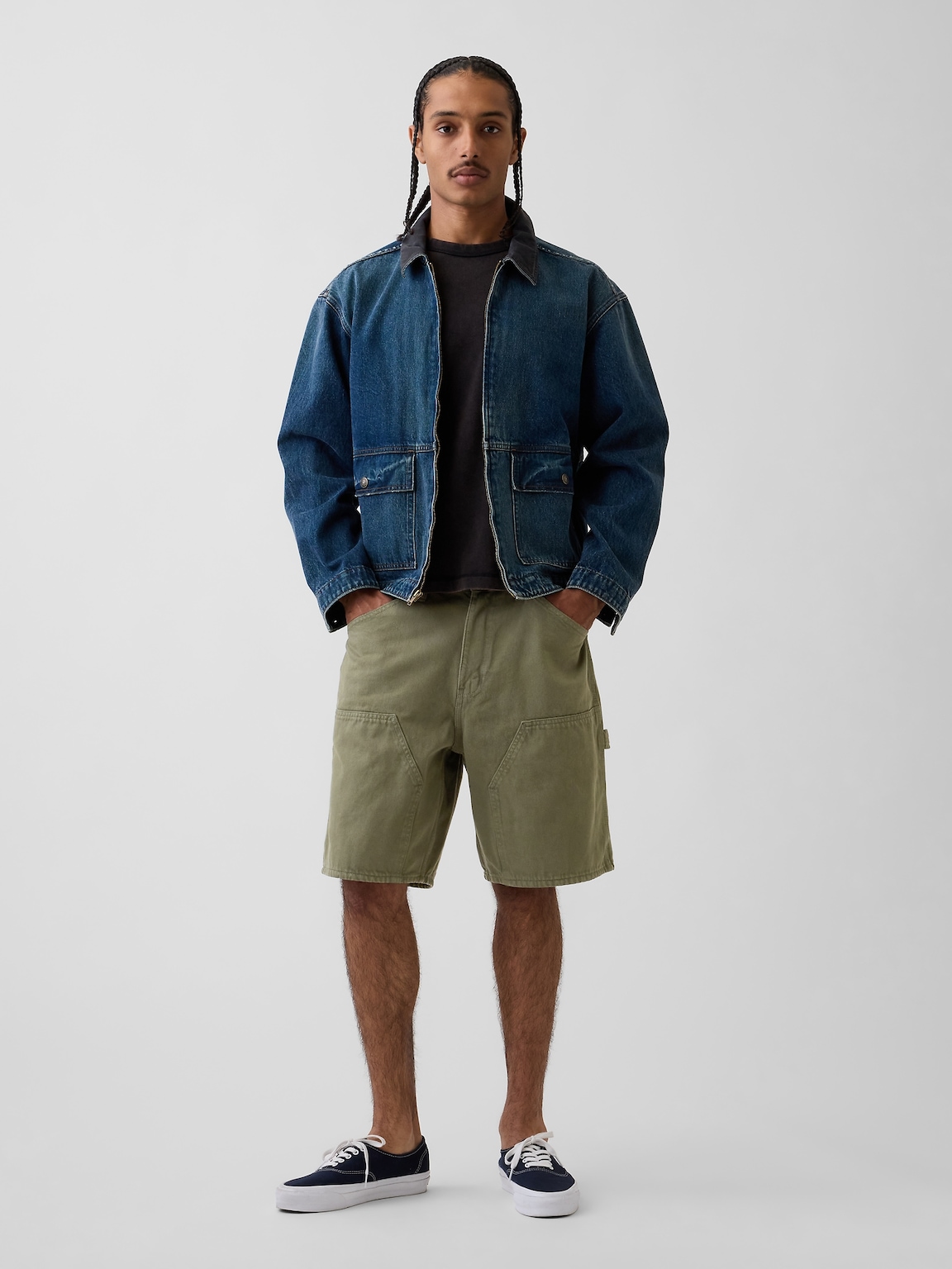 9" Loose Denim Carpenter Shorts