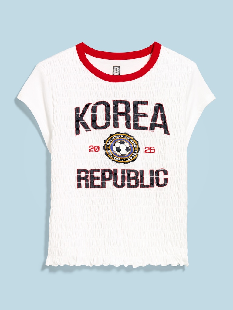 FIFA World Cup 26™ Korea Republic Smocked Graphic T-Shirt for Women