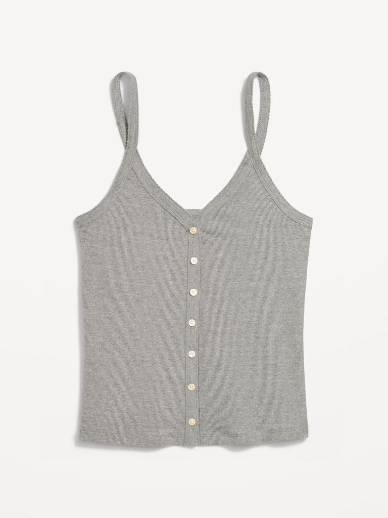 Button-Front Cami Tank Top