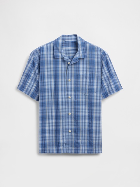 Kids Textured Plaid Relaxed Vacay Shirt