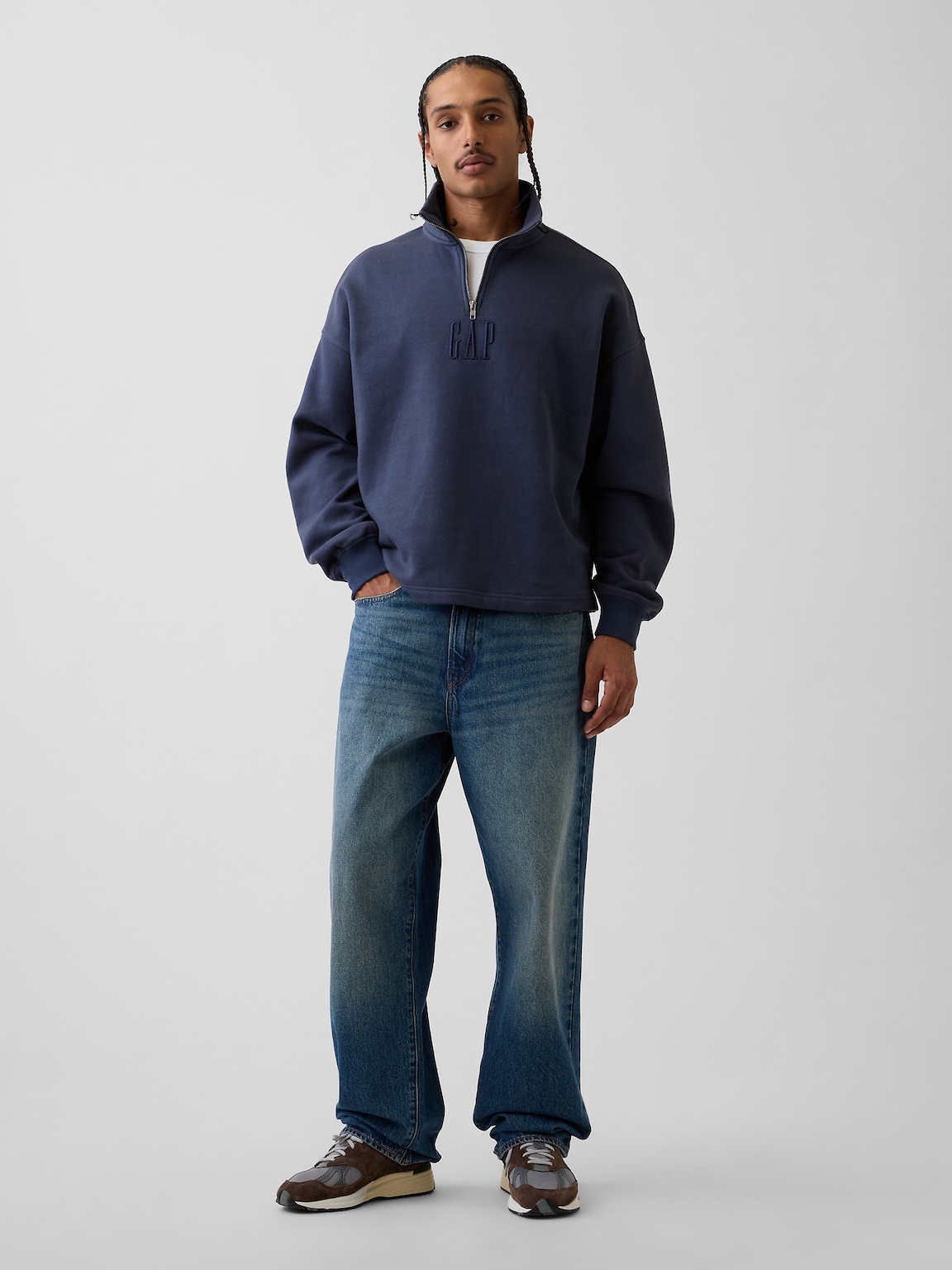 Heavyweight Oversized Logo Quarter-Zip Pullover