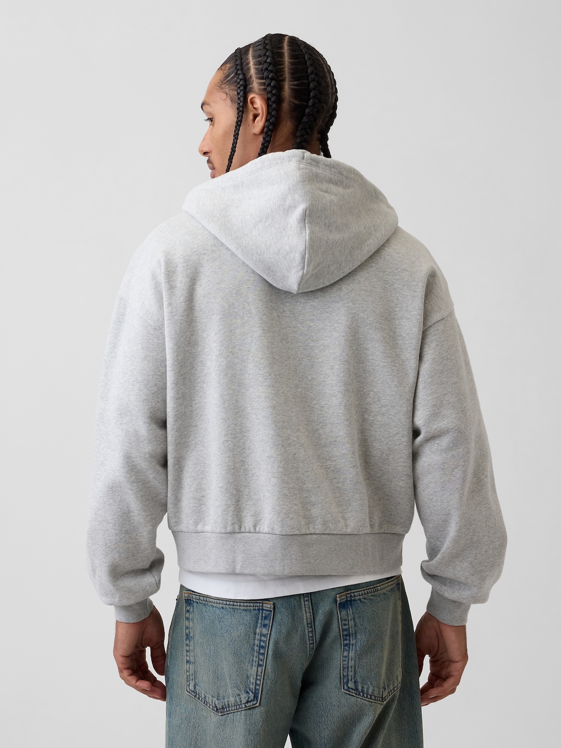 VintageSoft Oversized Crop Zip Hoodie