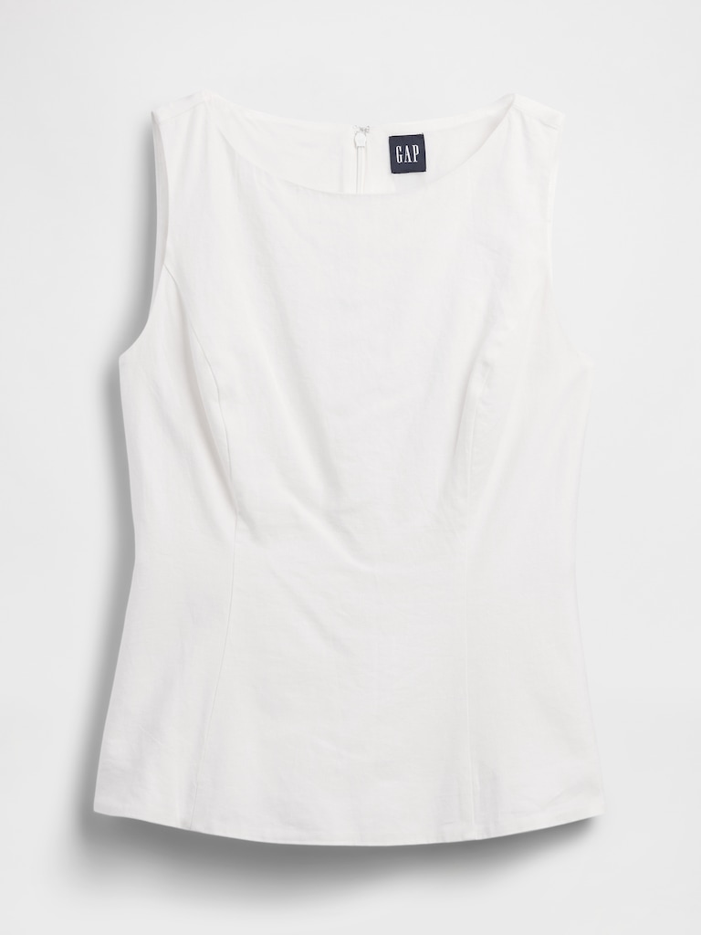 Linen-Blend Boatneck Top