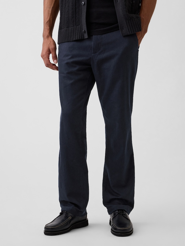 Linen-Cotton Relaxed Straight Trousers