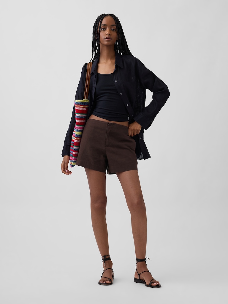 4" Mid Rise Linen-Blend Shorts