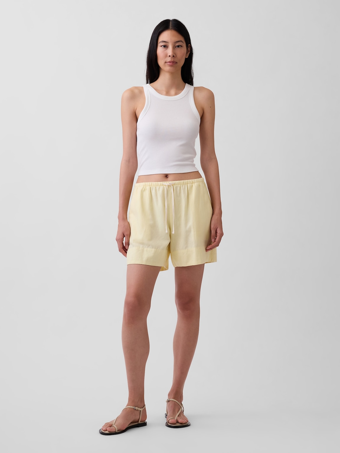Linen-Blend Easy Shorts