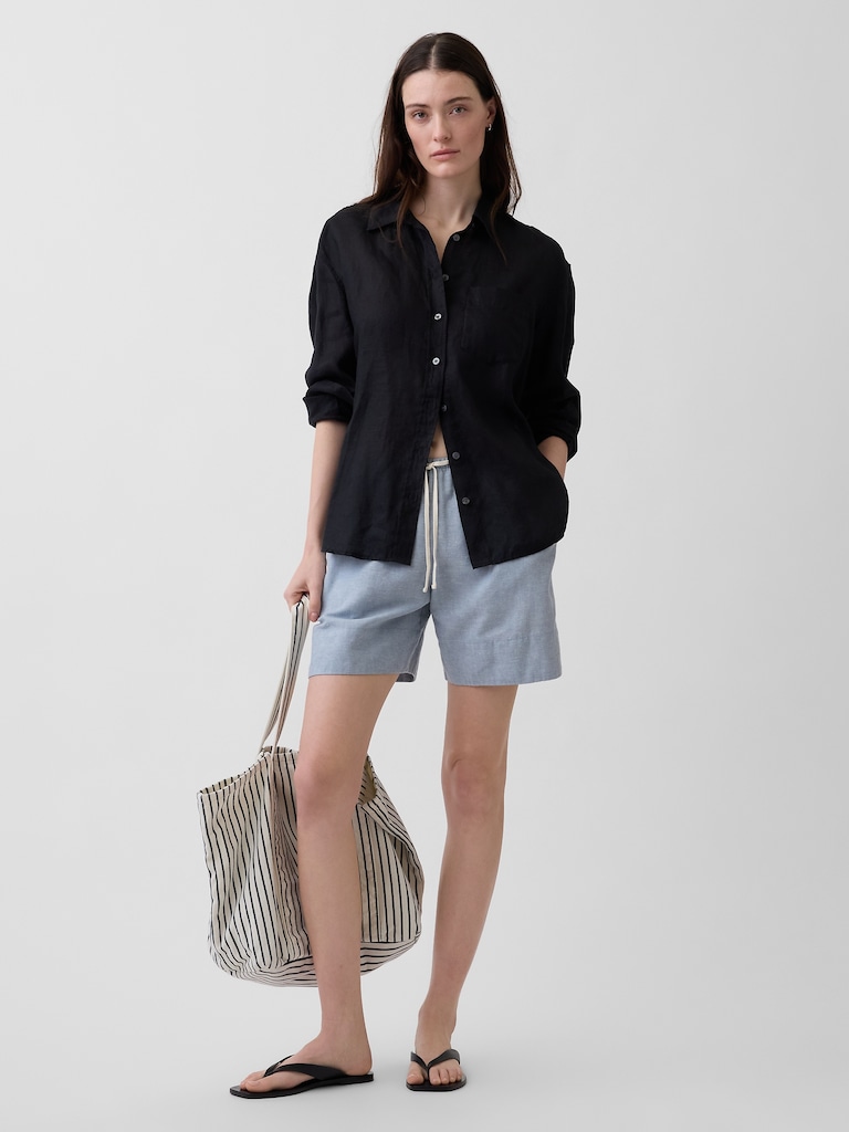 Linen-Blend Easy Shorts