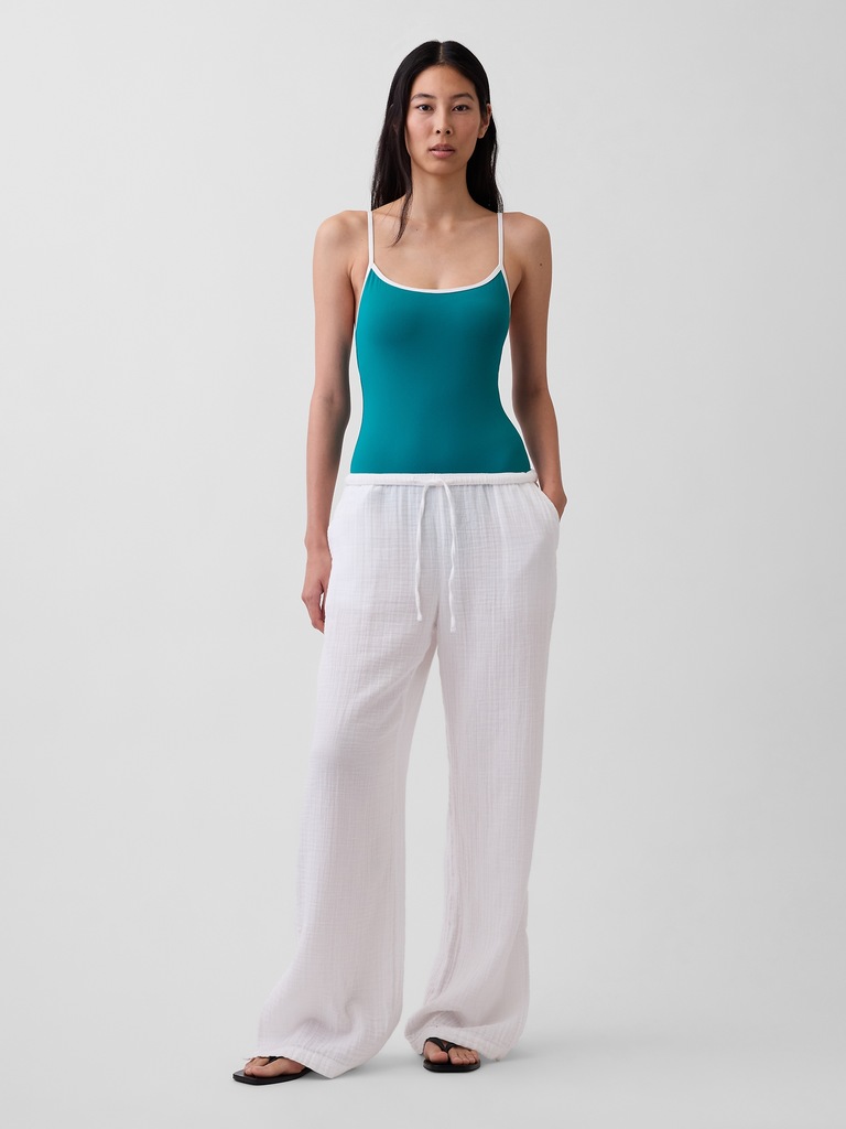 Cotton Gauze Easy Split-Hem Pants