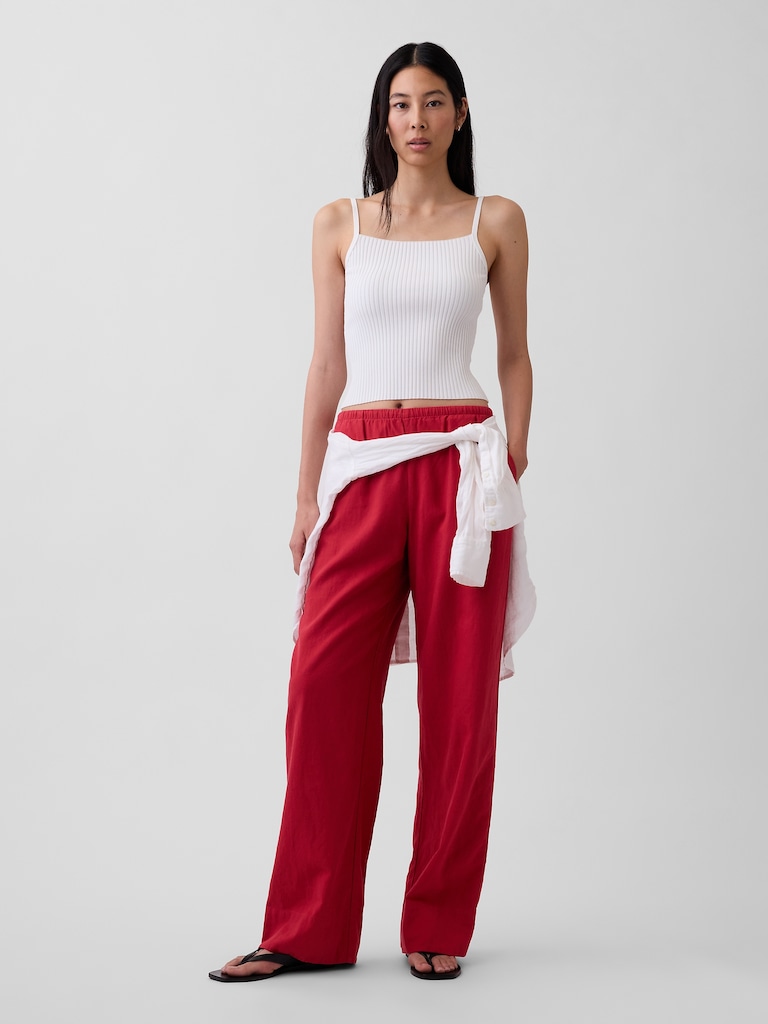 Linen-Blend Easy Wide-Leg Pants