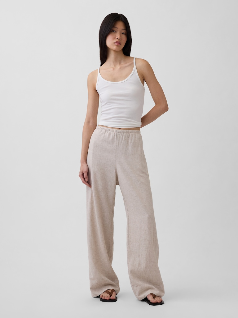 Linen-Blend Easy Wide-Leg Pants
