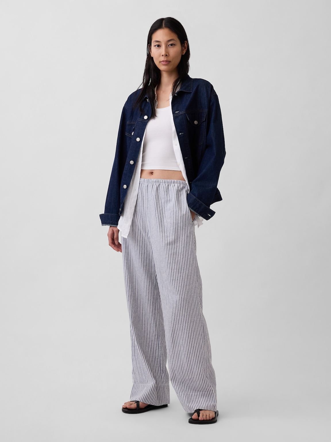 Linen-Blend Easy Wide-Leg Pants