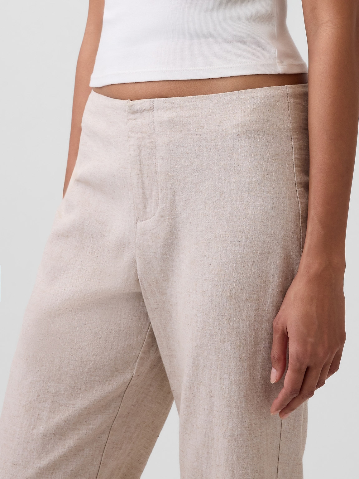 Low Rise Linen-Blend Flare Pants